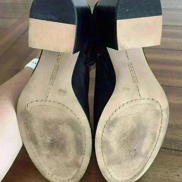 VINCE CAMUTO VC VASHA BLACK NUBUCK SANDAL PUMP HIGH HEEL Size 8M Lace Up - Picture 7 of 10